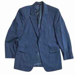 Jos.A.Bank Men Sz 42L Indigo Navy Two Button 100% Wool Lined Blazer
